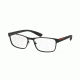 Prada PS50GV Progressive Prescription Eyeglasses DG01O1-55 - Black Rubber Frame