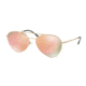 Prada PS50SS Sunglasses 1BK6Q2-57 - Matte Gold Frame, Light Brown Mirror Pink Lenses