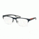 Prada PS55FV Eyeglass Frames TFY1O1-56 - Top Blue Rubber On Gunmetal Frame