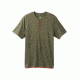 prAna Garrity Short Sleeve Henley Mens, Cargo Green Heather, Medium, M11181406-CGHT-M