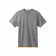 prAna Garrity Short Sleeve Henley Mens, Gravel Heather, Medium, M11181406-GRHT-M