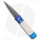 Pro-Tech Knives Godson Automatic Folding Knife, 3.15in, Damascus, Spear Point Blade, Micarta, Blue/White Handle, Jazz/Ivory Micarta, Blue/White/Black, 7.56 inch, BHQ-103196