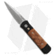 Pro-Tech Knives Godson Automatic Folding Knife, 3.15in, 154CM, Spear Point Blade, Wood, Black/Wood Handle, w/ Afzelia Lay Burl, Black/Wood/Gray, 7.56 inch, BHQ-22333