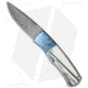 Pro-Tech Knives Magic BR-1 Whiskers Custom Automatic Folding Knife, 3.125in, Damascus, Drop Point Blade, Stainless Steel, Blue/Gray/White Handle, Blue/Gray/White/Black, 7.25 inch, BHQ-30583