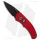 Pro-Tech Knives Runt J4 Automatic Folding Knife, 1.94in, 154CM, Drop Point Blade, Aluminum, Red Handle, Red/Black, 5.27 inch, BHQ-4232