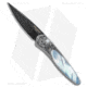 Pro-Tech Knives Ultimate Custom Newport Automatic Folding Knife, 3.00in, Damascus, Spear Point Blade, Mother of Pearl, Gray/White Handle, MOP/Steel Shaw Engraving, Gray/White/Black, 7.125 inch, BHQ-104756