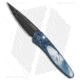 Pro-Tech Knives Ultimate Custom Newport Automatic Folding Knife, 3.00in, Damascus, Spear Point Blade, Titanium, Blue Handle, Ti w/ Gold Lip Pearl, Blue/Black, 7.125 inch, BHQ-49065