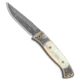 Pro-Tech Knives Brend 2 Small Automatic Folding Knife, 2.90in, Damascus, Clip Point Blade, Mother of Pearl, Gold/Gray Handle, Gold/Gray/Black, 6.60 inch, BHQ-9492