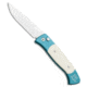 Pro-Tech Knives Brend 2 Small Automatic Folding Knife, 2.90in, 154CM, Clip Point Blade, Micarta, Teal/White Handle, Teal/White/Gray, 6.60 inch, BHQ-106160