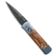 Pro-Tech Knives Godson Automatic Folding Knife, 3.15in, Damascus, Spear Point Blade, Bone, Titanium, Blue/Brown Handle, Mastadon/Blue Ti, Blue/Brown/Black, 7.55 inch, BHQ-218754