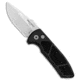 Pro-Tech Knives Les George SBR Automatic Folding Knife, 2.625in, CPM S35VN, Drop Point Blade, Aluminum, Black Handle, Knurled, Stonewash, Black/Gray, 6.50 inch, BHQ-99334