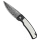 Pro-Tech Knives Magic 2 Whiskers Custom Automatic Folding Knife, 3.75in, Damascus, Spear Point Blade, Aluminum, Micarta, Black/White Handle, Black/White/Black, 8.625 inch, BHQ-80658