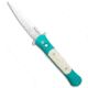 Pro-Tech Knives The Don Custom Automatic Folding Knife, 3.50in, 154CM, Spear Point Blade, Micarta, Teal/White Handle, Teal/White/Gray, 8.10 inch, BHQ-97697