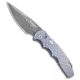 Pro-Tech Knives TR-5 Custom Automatic Folding Knife, 3.25in, Damascus, Drop Point Blade, Titanium, Purple Handle, Purple/Black, 7.625 inch, BHQ-80661