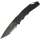 Pro-Tech TR-5 Button Lock A/O Serr Folding Knife,3.25in,Partially Serrated,Black,Aluminum Handle PTKTR5SA4