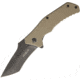 Proelia Linerlock Tan G-10 Folding Knife,3.75in,D2 Tool Steel,Standard Edge,Tanto,Tan,G10 Handle, TX030TG