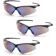Pyramex Black Frame/Blue Mirror Lens with Black Cord, Pack of 3