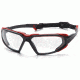 Pyramex Highlander Safety Glasses - Clear Anti-Fog Lens, Black-Red Frame SBR5010DT