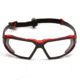 Pyramex Highlander Safety Glasses - Clear Anti-Fog Lens, Black-Red Frame SBR5010DT