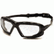 Pyramex Highlander-XP Safety Glasses, Black-Gray Frame &amp; Clear Anti-Fog Lens SBG5010DT