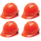 Pyramex Ridgeline Vented Cap Style 4 Pt Ratchet Suspension, Hi Vis Orange, Pack of 4