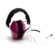 Pyramex VGCOMBO210 Low-Profile Combo Kit Scratch Resistant Clear Lens &amp; Frame with Rubber Temple Tips, Pink Low-Profile Earmuffs, VGCOMBO210