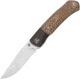 QSP Knife Gannet Linerlock Brown Folding Knife, 3.38 satin finish 154CM stainless blade, Brown linen micarta handle, QS137-B