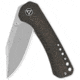 QSP Knife Kestrel Folding Knife, 4in Closed, 2.88in Stonewash 14C28N Sandvik SS Clip Point Blade, Dark Brown Micarta Handle, QS145-A1