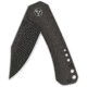 QSP Knife Kestrel Folding Knife, 4in Closed, 2.88in Black Stonewash 14C28N Sandvik SS Clip Point Blade, Dark Brown Micarta Handle, QS145-A2