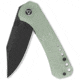 QSP Knife Kestrel Folding Knife, 4in Closed, 2.88in Black Stonewash 14C28N Sandvik SS Clip Point Blade, Jade G10 Handle, QS145-B2