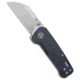 Qsp QSP Penguin Mini Liner Lock Knife Shredded Carbon Fiber Blue 2.25" Satin, Black/Blue, Sandvik 14C28N, adult, BHQ-175637