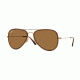 Ray-Ban AVIATOR FLAT METAL RB3513M Single Vision Prescription Sunglasses RB3513M-149-83-56 - Lens Diameter 56 mm, Frame Color Sand Gold/brown
