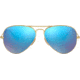 Ray-Ban Aviator Large Metal RB3025 Sunglasses, Matte Gold Frame, Crystal Green Mirror/Multi Blue Lenses, RB3025-112-17-5514