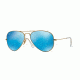 Ray-Ban Aviator Large Metal Sunglasses RB3025 112/4L-55 - Matte Gold Frame, Blue Mirror Polar Lenses