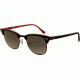 Ray-Ban Clubmaster Sunglasses RB3016 110371-5121 - Top Black On Red Frame, Gray Gradient Lenses