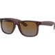 Ray-Ban Justin Sunglasses - Mens, Gradient Brown Polarized Lenses, Transparent Dark Brown Frame, 51, RB4165-6597T5-51