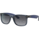 Ray-Ban Justin Sunglasses - Mens, Grey Gradient Polarized Lenses, Transparent Blue Frame, 51, RB4165-6596T3-51