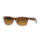 Ray-Ban NEW WAYFARER RB2132F Single Vision Prescription Sunglasses RB2132F-614585-55 - Lens Diameter 55 mm, Frame Color Top Brushed Brown On Transp