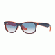 Ray-Ban New Wayfarer Bifocal Sunglasses RB2132 with Lined Bi-Focal Rx Prescription Lenses RB2132-789-3F-5218 - Lens Diameter: 52 mm, Frame Color: Top Blue-Orange