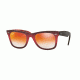 Ray-Ban Original Wayfarer Sunglasses RB2140, Top Grad Pink On Brown Frame, Mirror Gradient Red Lenses, 12004W-50