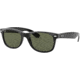 Ray-Ban RB2132 New Wayfarer Sunglasses, 52mm, Black Frame, Green Crystal Lens, 901-5218