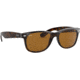 Ray-Ban RB2132 New Wayfarer Sunglasses, 55mm, Shiny Avana Frame, Brown Crystal Lens, 710-5518