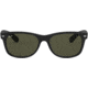 Ray-Ban RB2132 New Wayfarer Sunglasses, 55mm, Black Rubber Frame, Crystal Green Lens, 622-5518