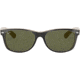 Ray-Ban RB2132 New Wayfarer Sunglasses, Black Beige Frame, Crystal Green Lenses, 875-5518