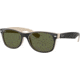 Ray-Ban RB2132 New Wayfarer Sunglasses, Black Beige Frame, Crystal Green Lenses, 875-5518