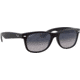 Ray-Ban RB2132 New Wayfarer Sunglasses, Matte Black Frame, Polarized Blue Gradient Gray Lenses, 601S78-5518