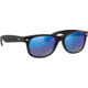 Ray-Ban RB2132 New Wayfarer Sunglasses, Rubber Black Frame, Grey Mirror Blue Lenses, 622/17-52