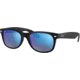Ray-Ban RB2132 New Wayfarer Sunglasses, Rubber Black Frame, Grey Mirror Blue Lenses, 622/17-55