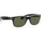 Ray-Ban RB2132 New Wayfarer Sunglasses, Top Black On Transparent Frame, Green Lenses, 6052-58