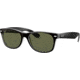Ray-Ban RB2132 New Wayfarer Sunglasses, Top Black On Transparent Frame, Green Lenses, 6052-58